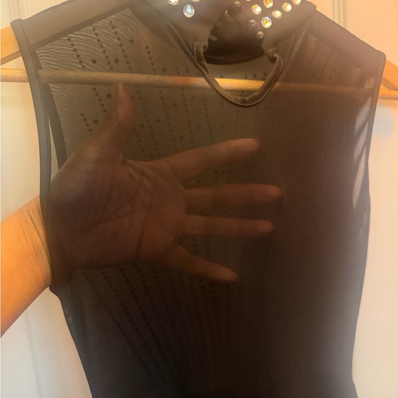 Black Mini Dress with Rhinestones - Picture 6 of 10